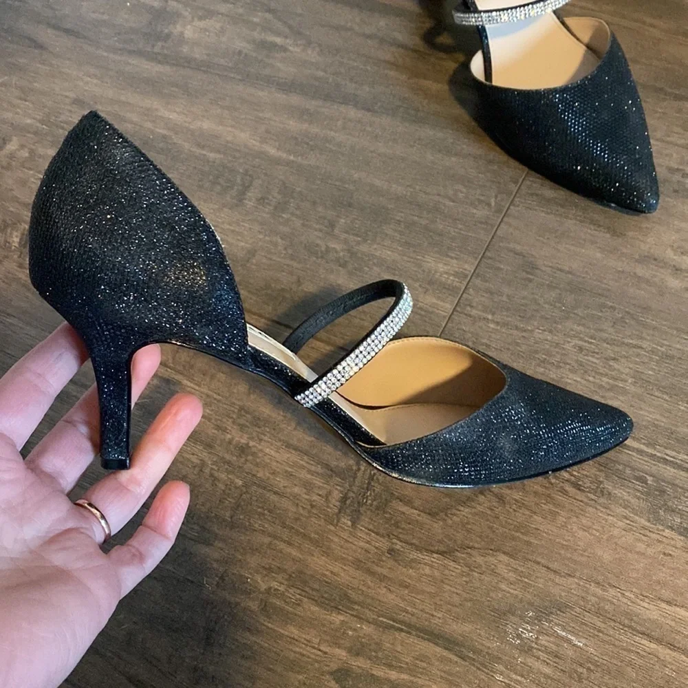 Nina Black Sparkly Heels EUC
